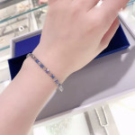 Kristal Taşlı Mavi-Beyaz Su Yolu Bileklik (Altın Kaplama)